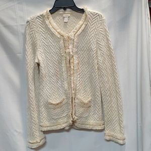 Chico's Sweater/Jacket. White&Gold Size 1